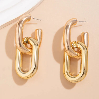 Geometric U-Shape Link Hoop Earrings