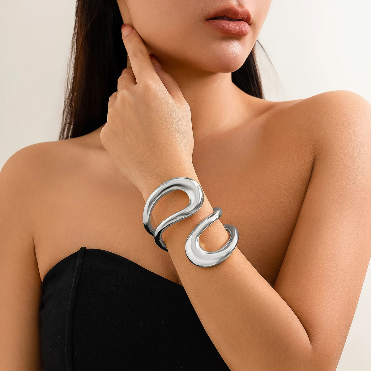 Bold Punk Geometric Cuff Bracelet