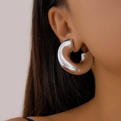 Irregular C-Shaped Hoop Earrings
