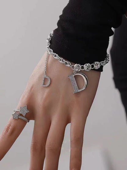 Micro Zircon Letter D Pendant Bracelet