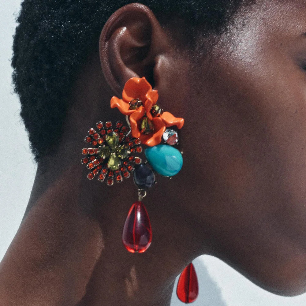 Colorful Bloom Jewel Earrings