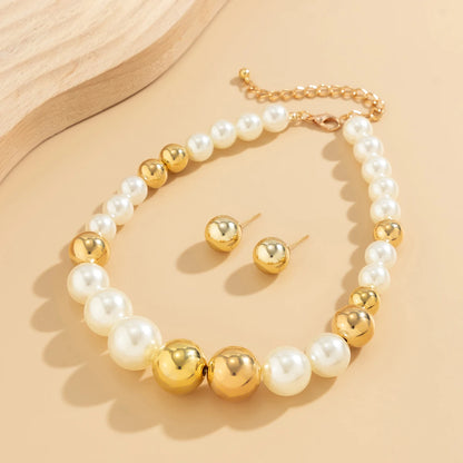 Acrylic Ball Chain Necklace & Drop Earrings Set