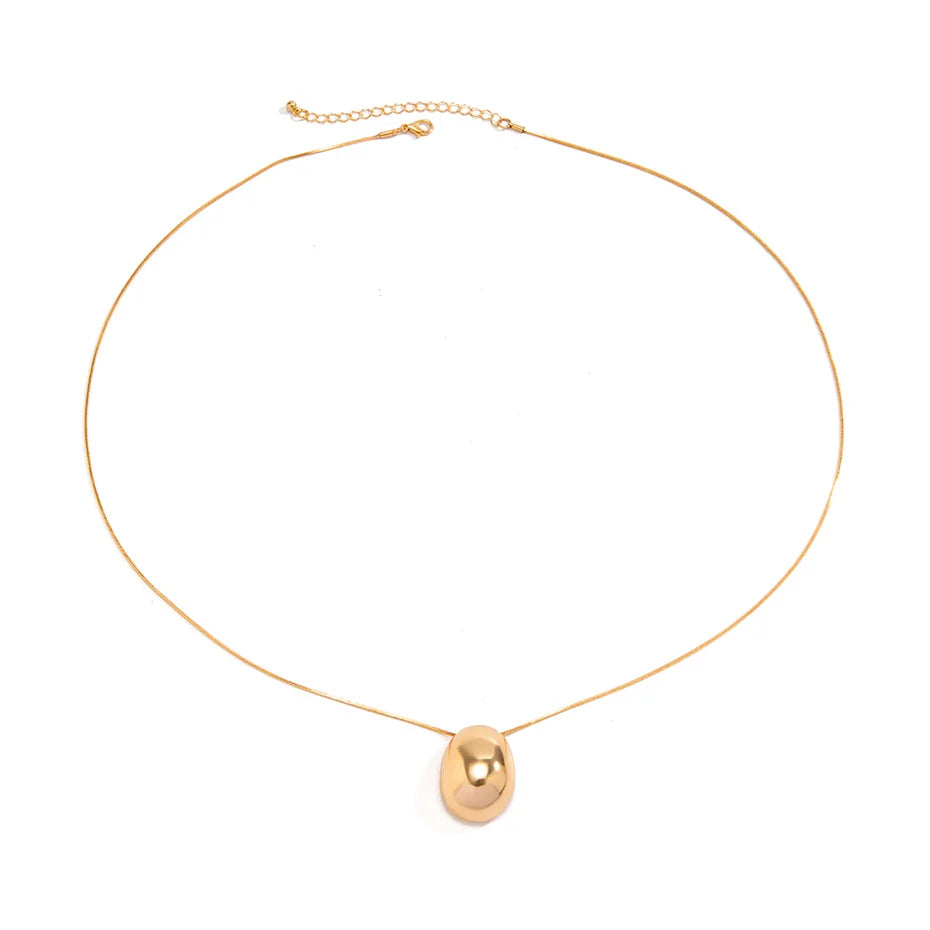 Long Snake Chain Necklace with Water Drop Pendant