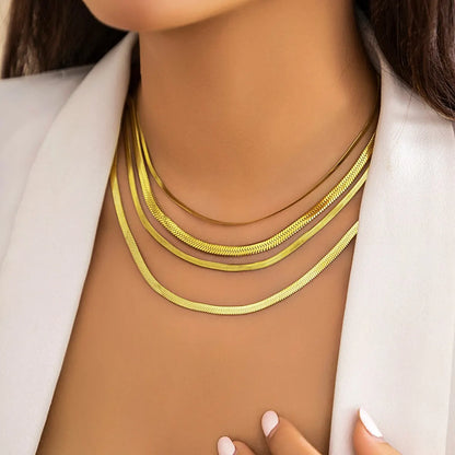 Unisex Stainless Steel Flat Snake Chain Necklace