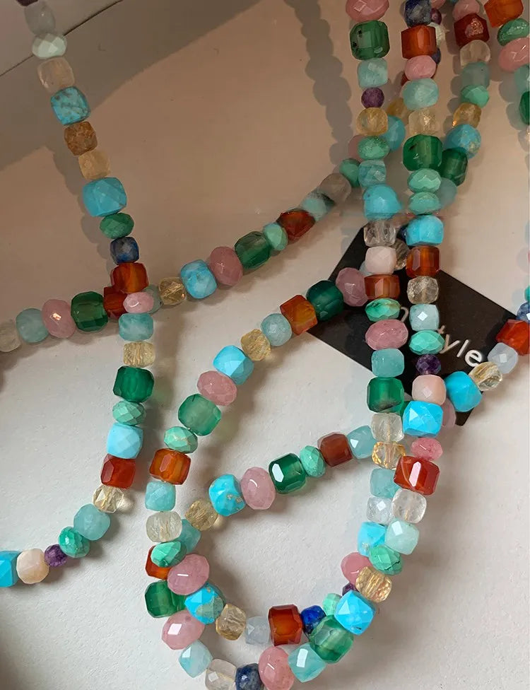 Colorful Natural Stone Beaded Necklace