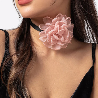 Exaggerated Big Rose Flower Choker Necklace