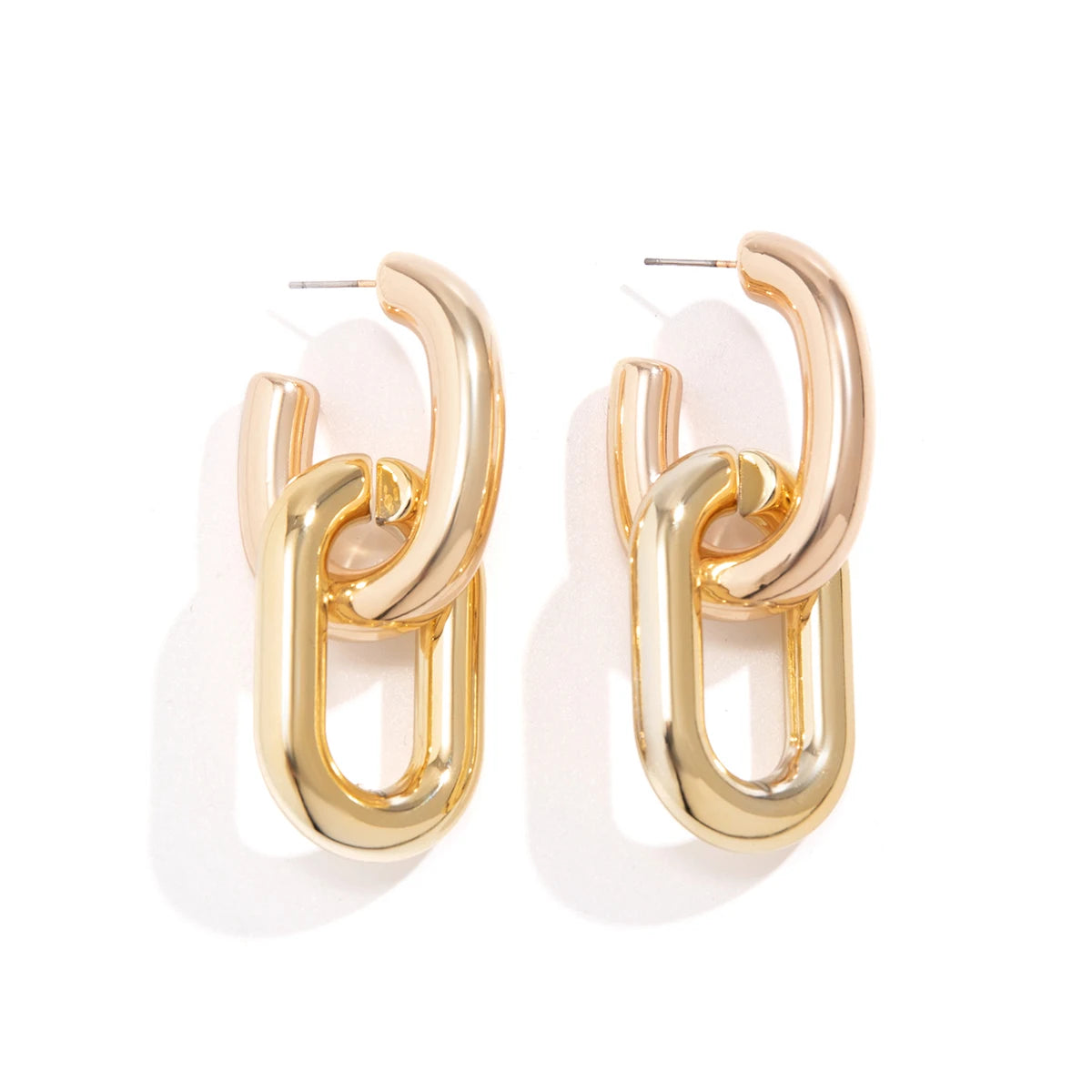 Geometric U-Shape Link Hoop Earrings