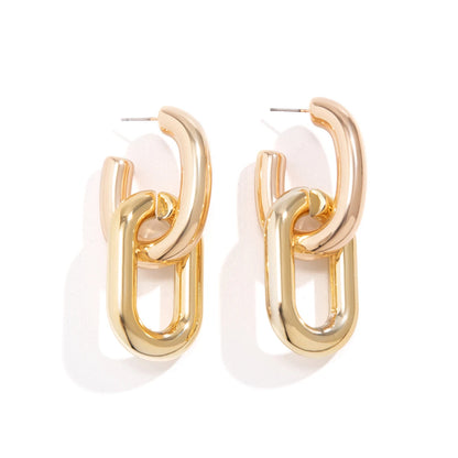 Geometric U-Shape Link Hoop Earrings