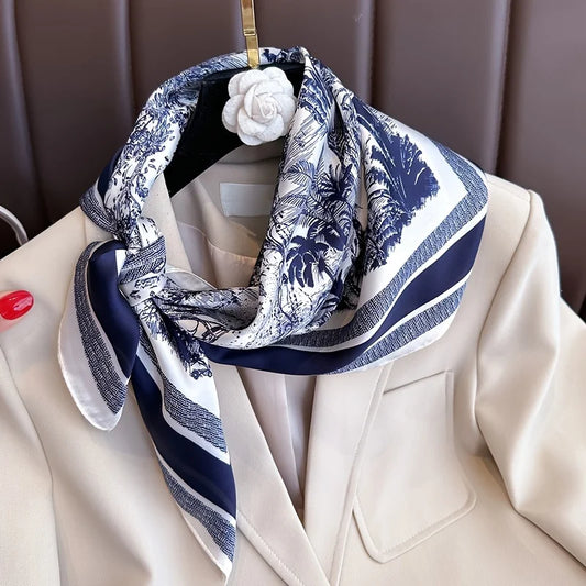 Elegant Literary Style: New Simulation Silk Square Scarf