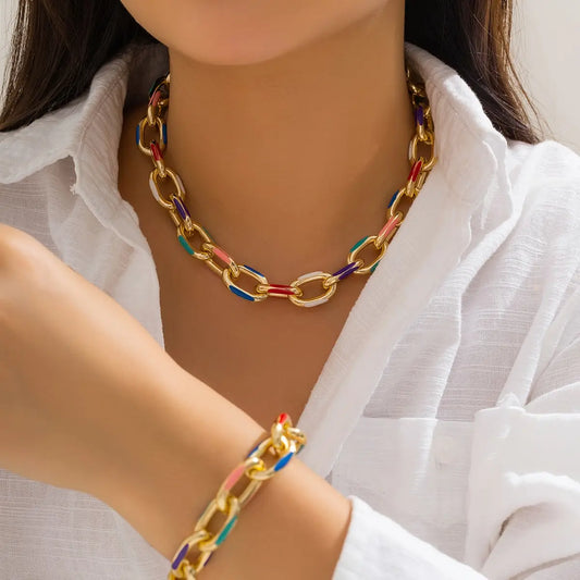 Bohemian Charm Duo – Colourful Choker & Bracelet Set