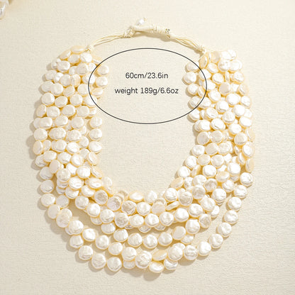 Statement Pearl Button Necklace