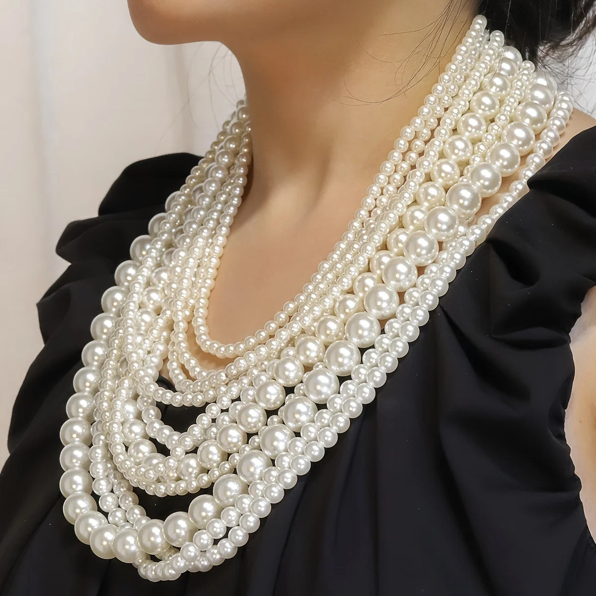 Elegant Handmade Long Pearl Necklace for Women – Multilayer Design
