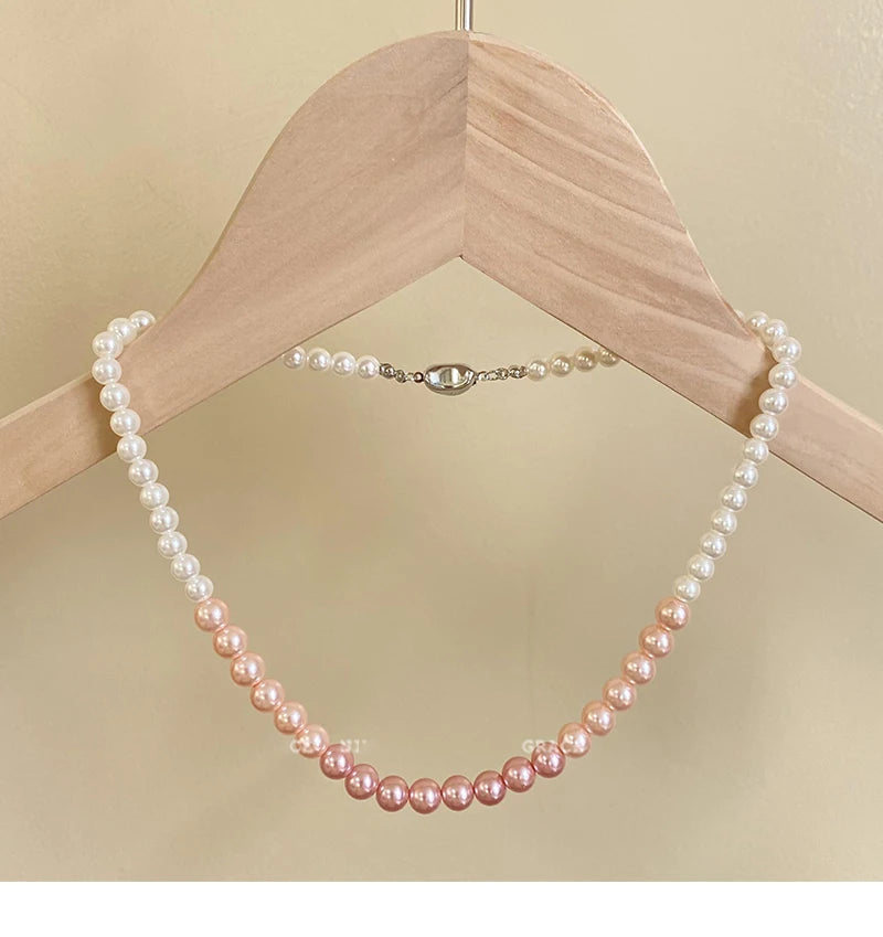 Gradient Pink Pearl Necklace