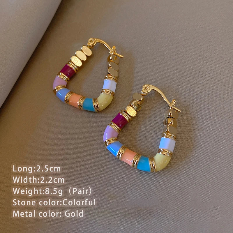 French Romantic Enamel Trapezoid Earrings