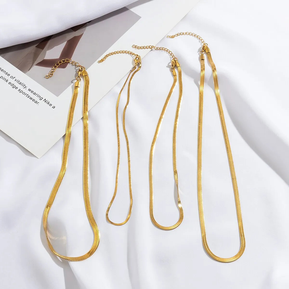 Unisex Stainless Steel Flat Snake Chain Necklace