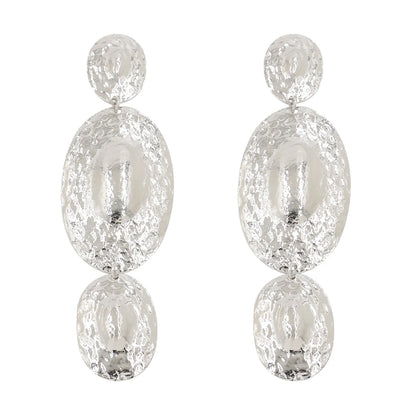 Retro Oval Texture Earrings