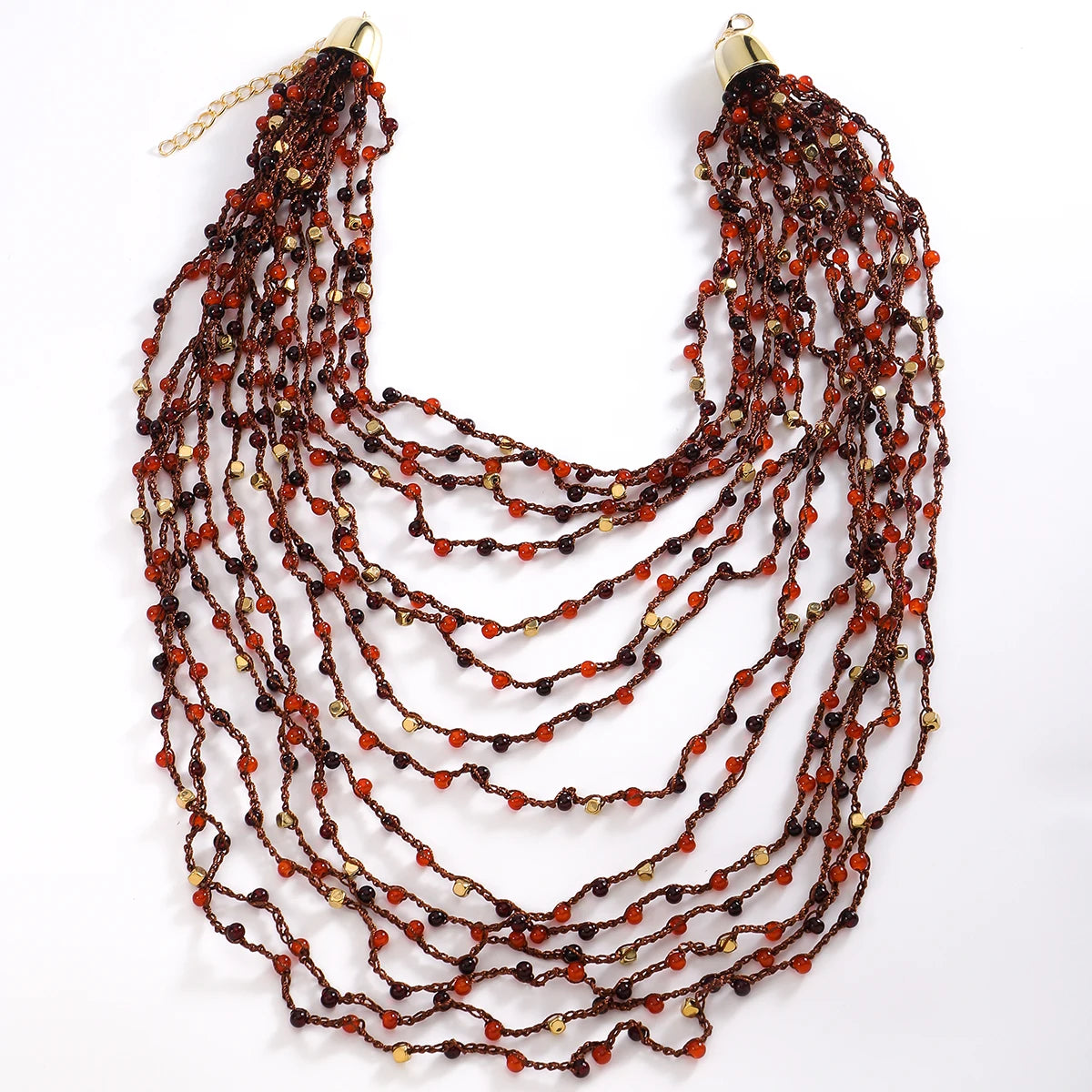 Multilayer Beaded & Rhinestone Necklace