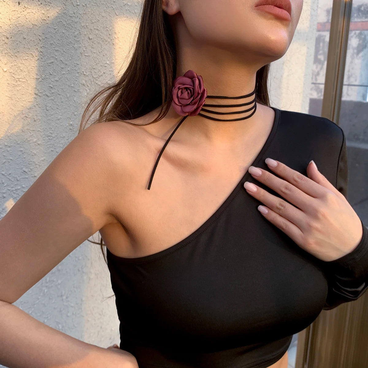 Big Rose Flower Clavicle Chain Necklace