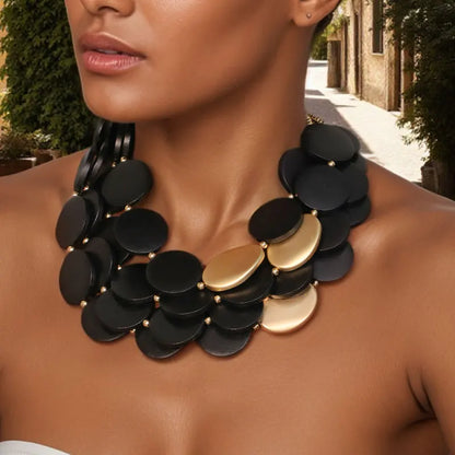 Natural Charm – Handmade Wood Bead Statement Necklace