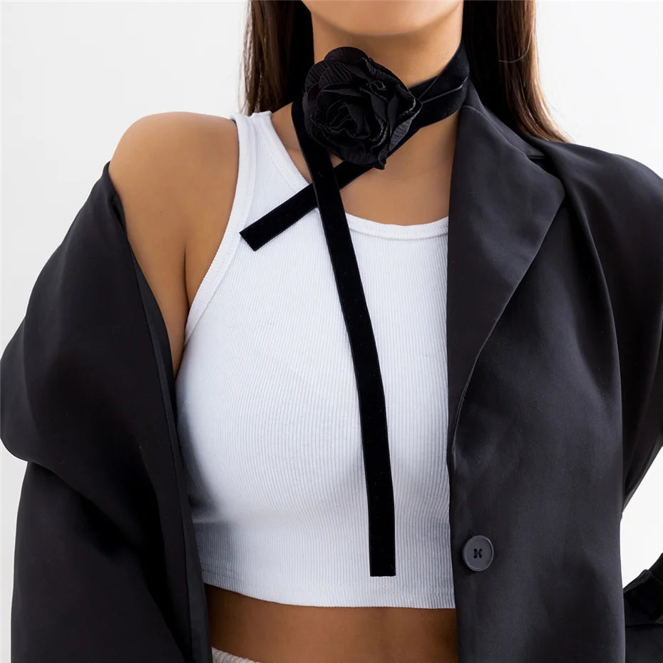 Big Rose Flower Clavicle Chain Necklace