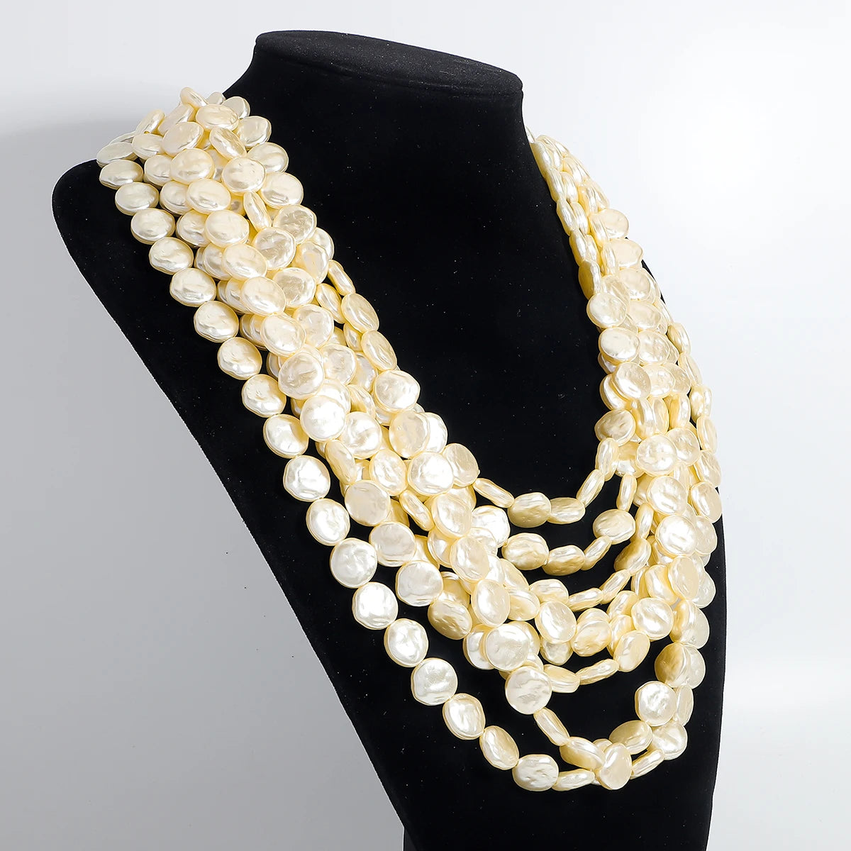 Statement Pearl Button Necklace