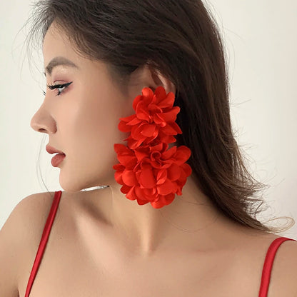 Floral Dream – Big Fluffy Fabric Petal Earrings