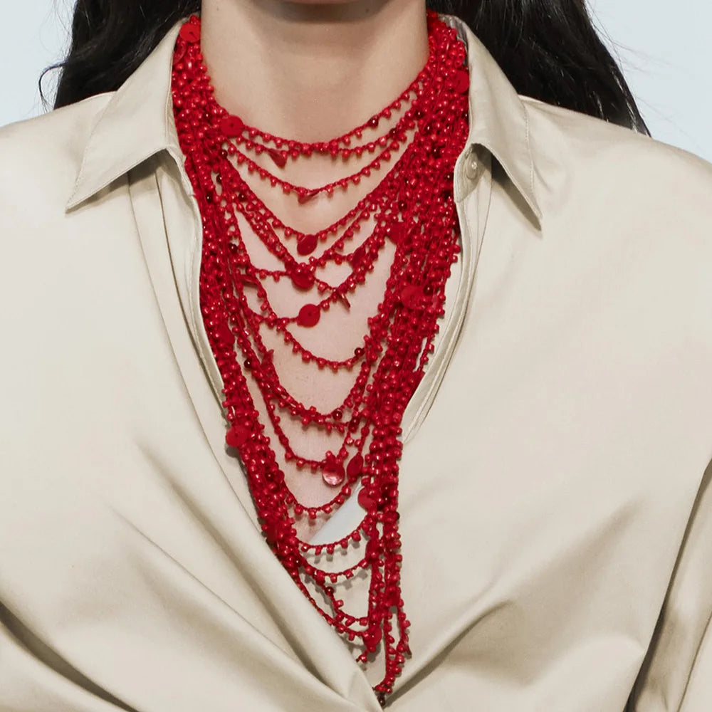 Boho Glow – Handwoven Beaded Shell Multilayer Necklace