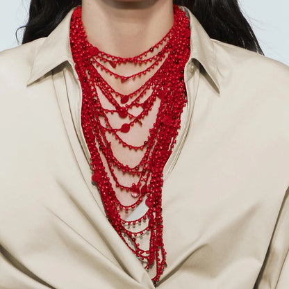 Boho Glow – Handwoven Beaded Shell Multilayer Necklace