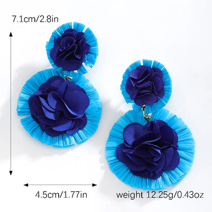 Vedawas Bohemian Raffia Flower Earrings