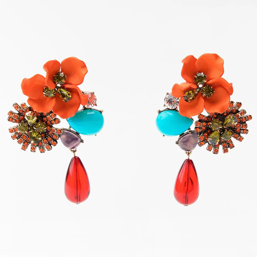 Colorful Bloom Jewel Earrings