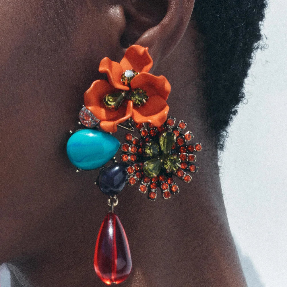 Colorful Bloom Jewel Earrings