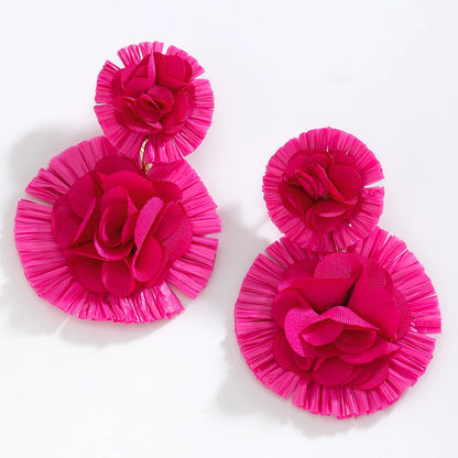Vedawas Bohemian Raffia Flower Earrings