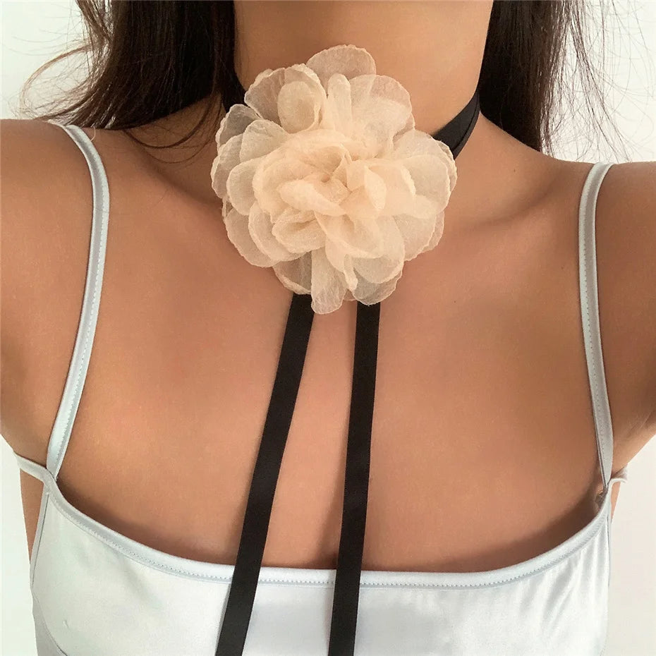 Exaggerated Big Rose Flower Choker Necklace