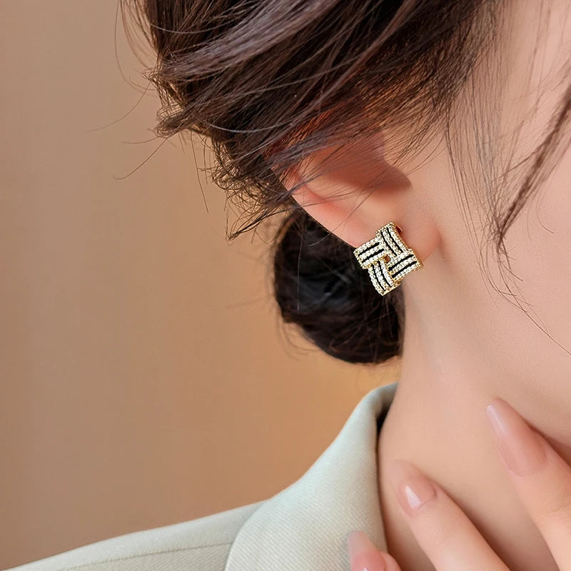 Micro Zircon Geometric Stud Earrings