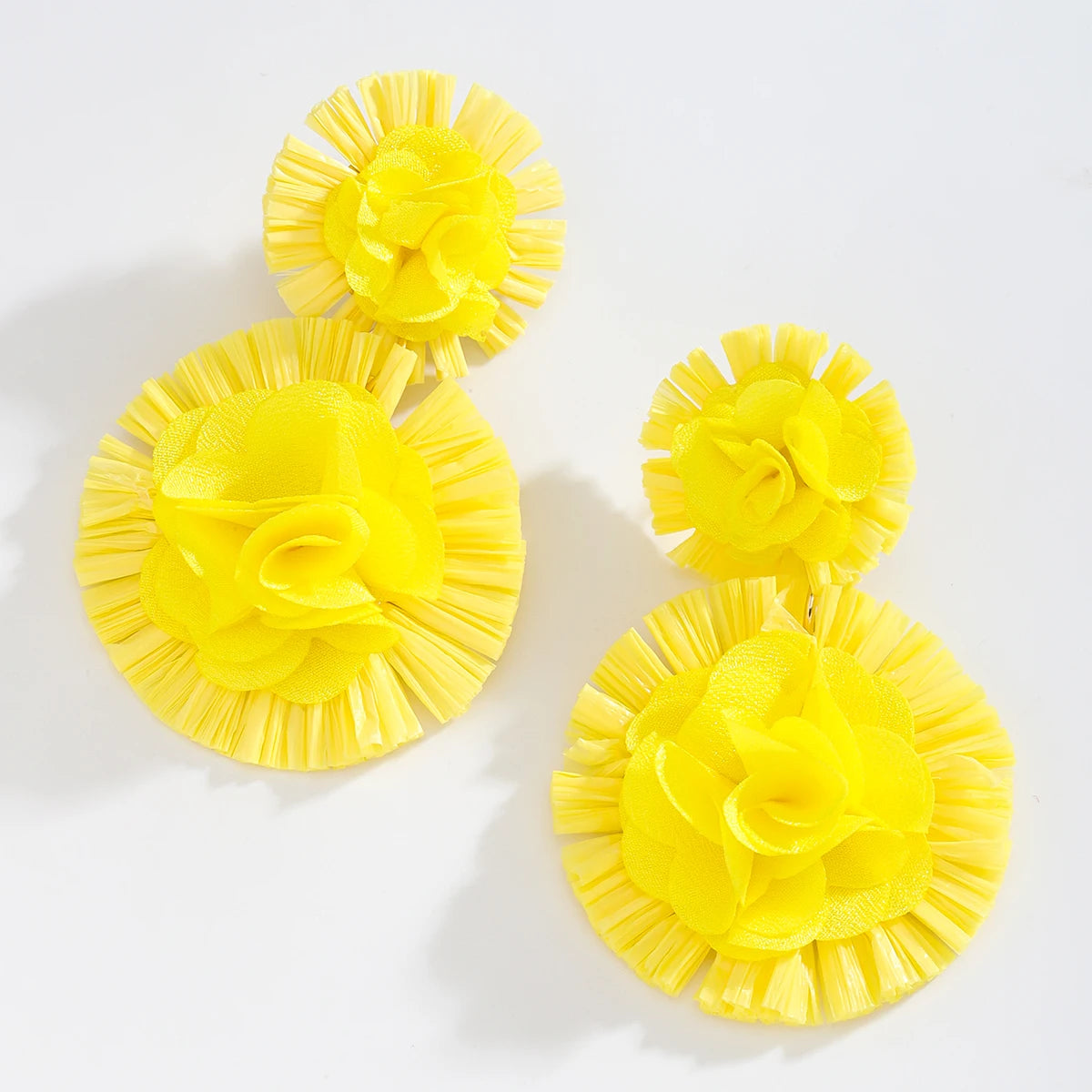 Vedawas Bohemian Raffia Flower Earrings