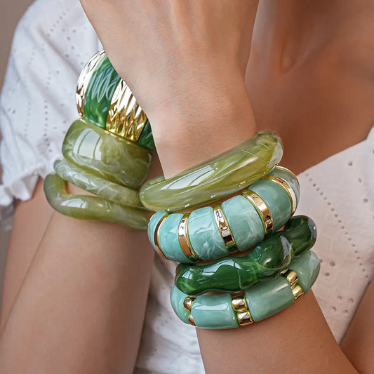 Vintage Acrylic Geometric Cuff Bracelet