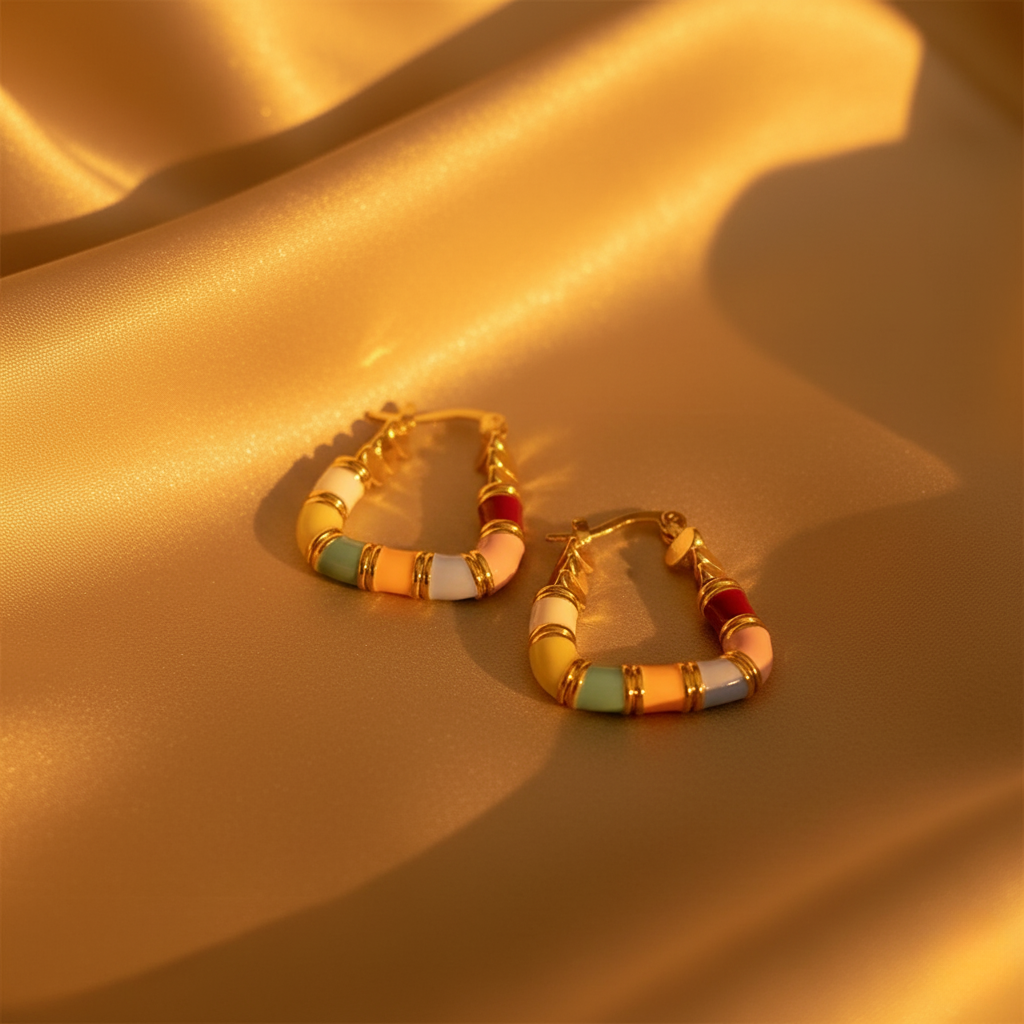 French Romantic Enamel Trapezoid Earrings