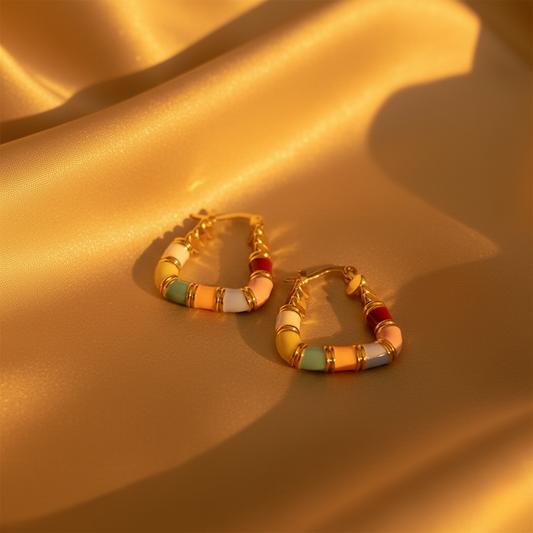 French Romantic Enamel Trapezoid Earrings