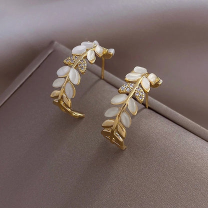 Elegant Opal Hoop Earrings